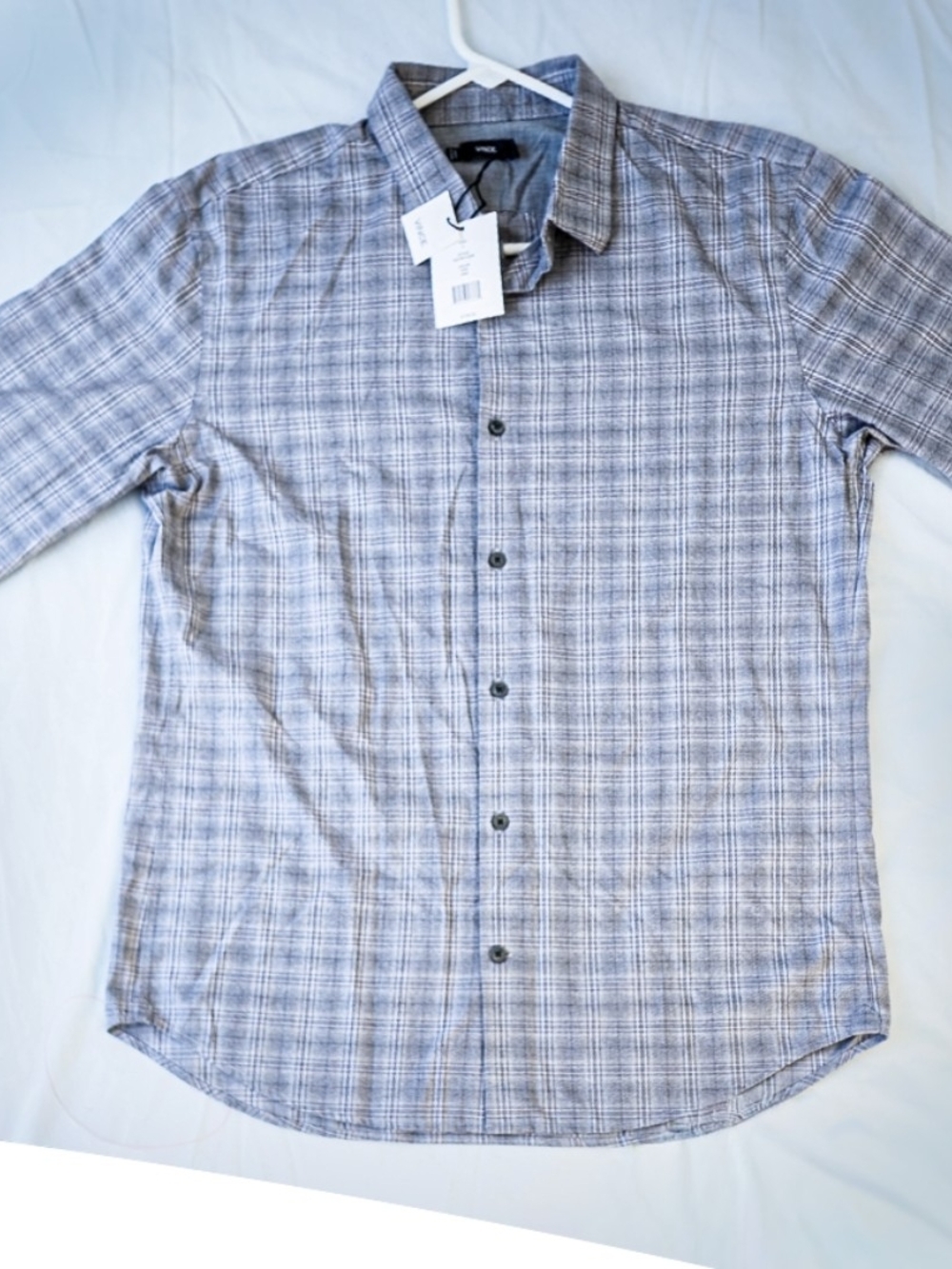 Vince Blue Gray Plaid Casual Button-Down Shirt